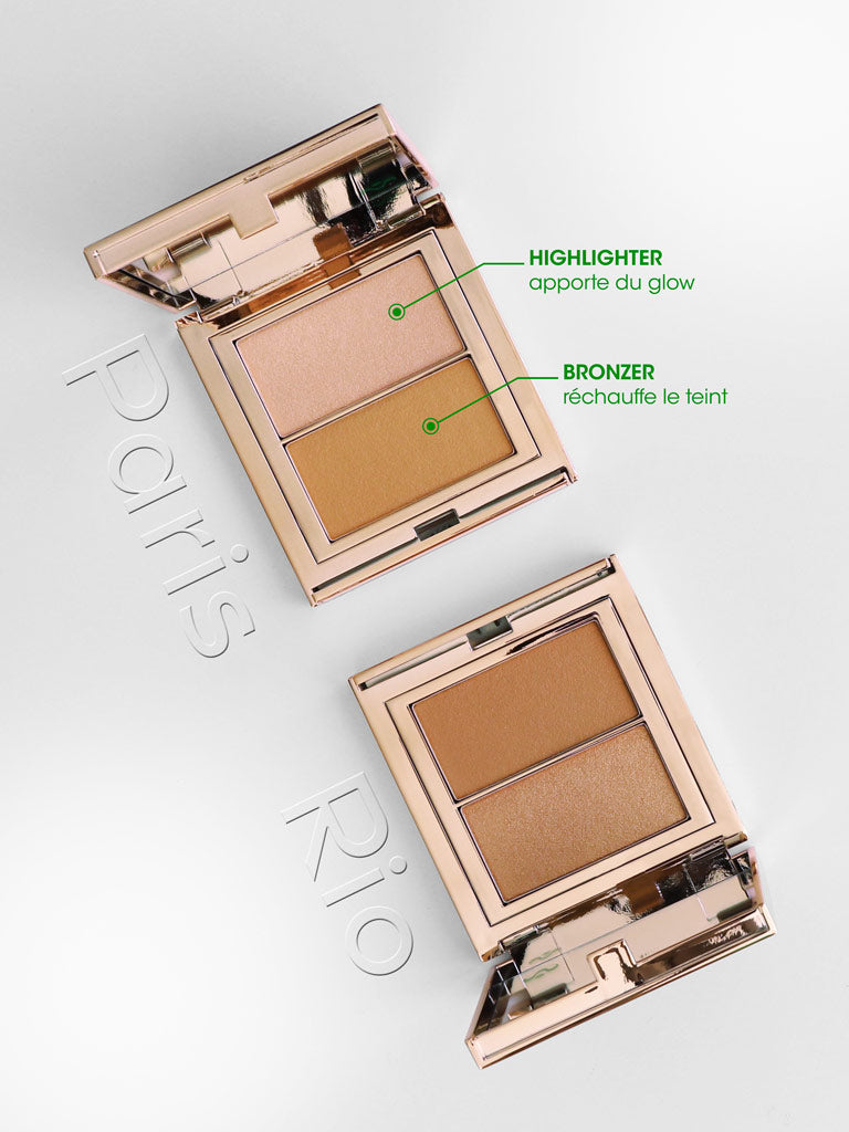 L'highlighter apporte du glow et le Bronzer réchauffe le teint